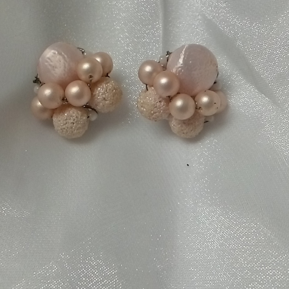 Vintage pink lush clip on earrings